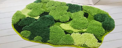 Green moss bathroom rug