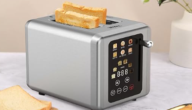 Smart toaster with two slices of toast inserted